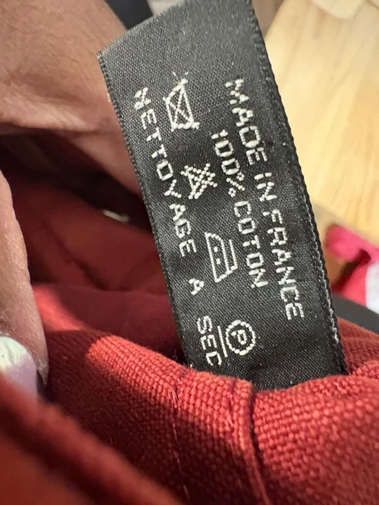 Hermes Fourre Tout PM Red Canvas Tote with Dark Stripe Handles EUC Vintage - Picture 3 of 13